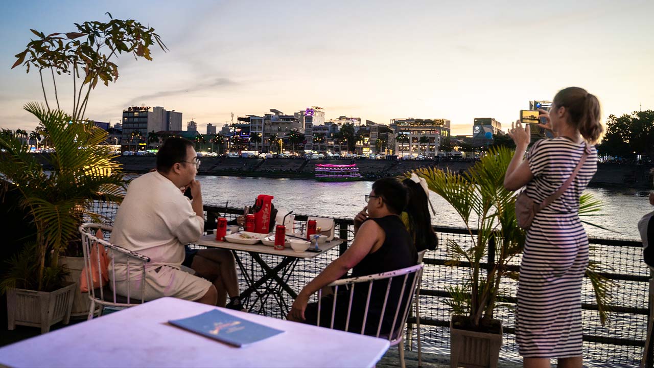 Sunset boat cruise on Mekong River